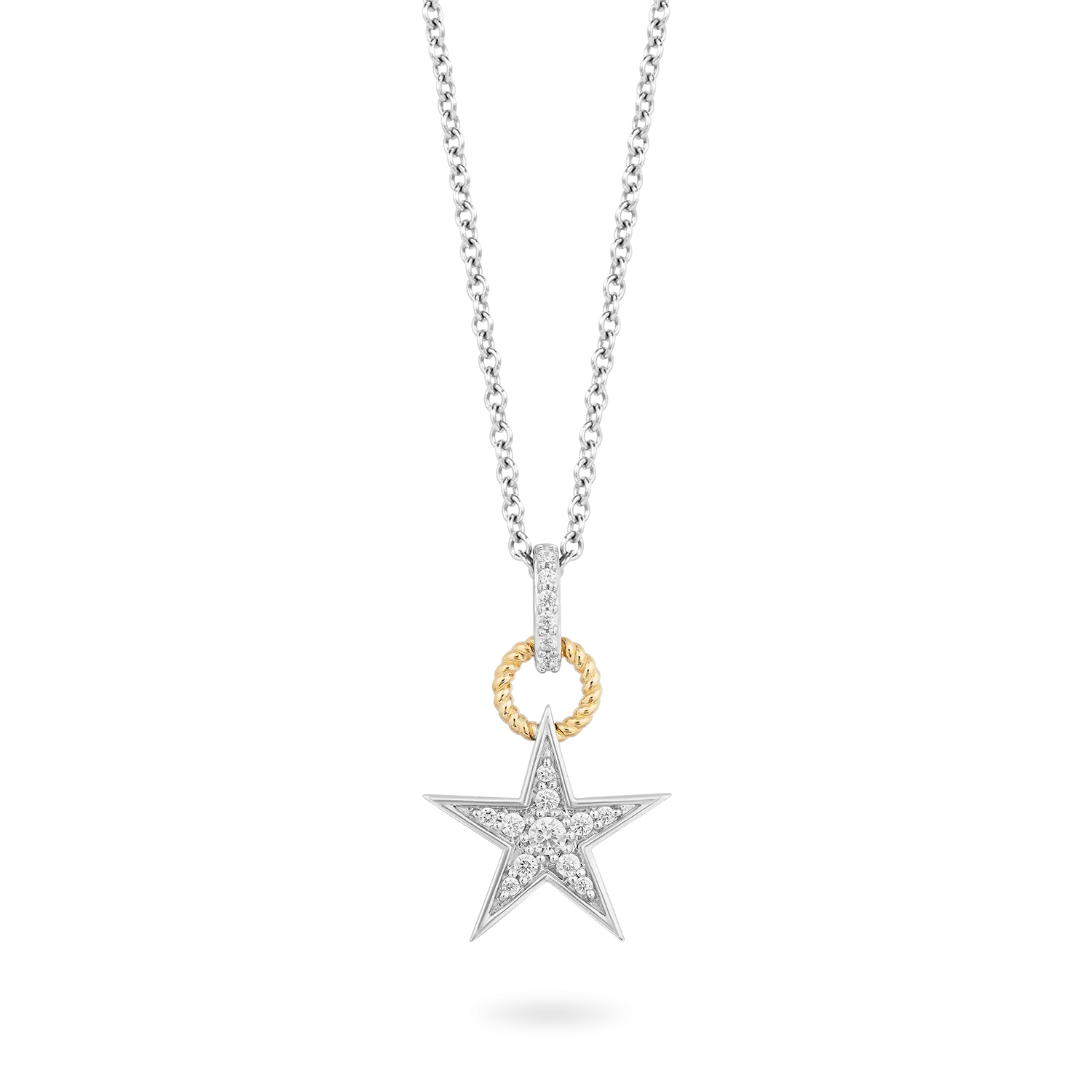 Hallmark Fine Jewelry Small Star Bright Diamond Pendant in Sterling Silver with 14K Yellow Gold