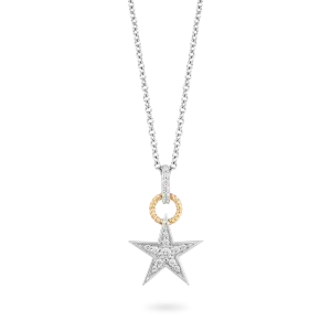 Hallmark Fine Jewelry Small Star Bright Diamond Pendant in Sterling Silver with 14K Yellow Gold