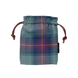 Hame Tartan Leather Drawstring Valuables Pouch