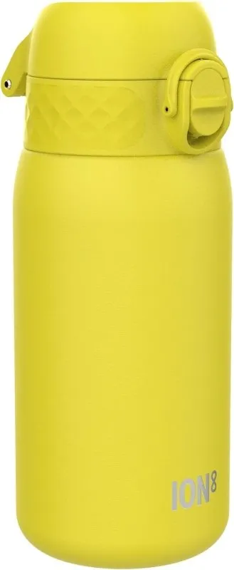 Ion8 Kids Water Bottle, Steel 400 ml/13 oz, Leak Proof, Easy to Open, Secure Lock, Dishwasher Safe, Flip Cover, Durable, Metal Water Bottle Yellow