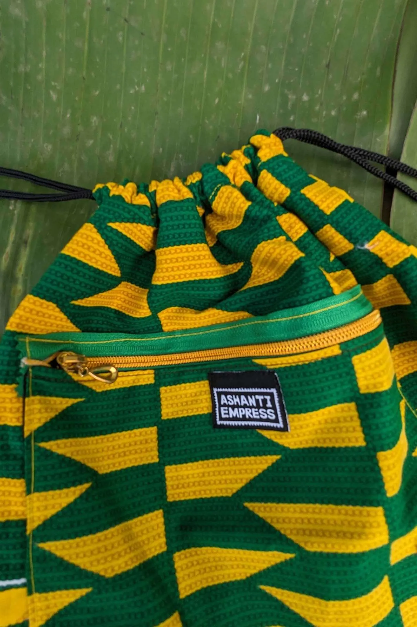 Jamaica Dreamin Kente Drawstring Bag