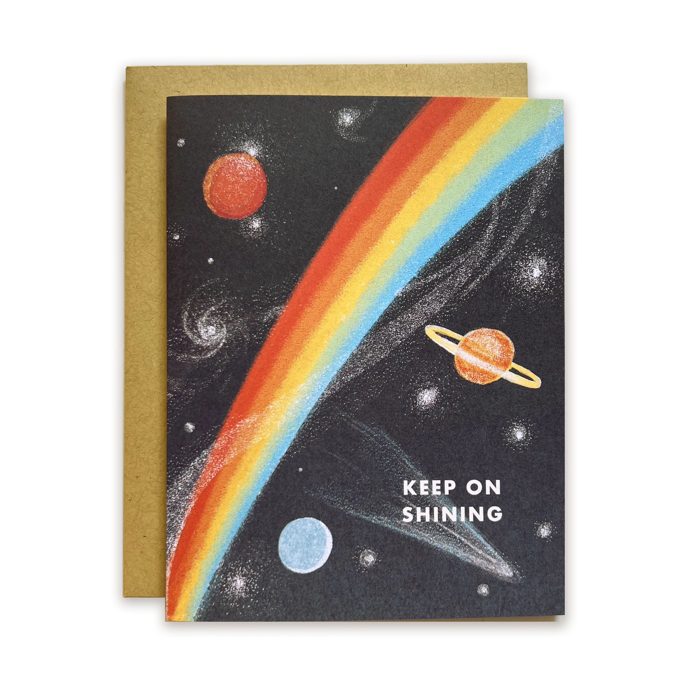 Keep on Shining Space Rainbow Greeting Card