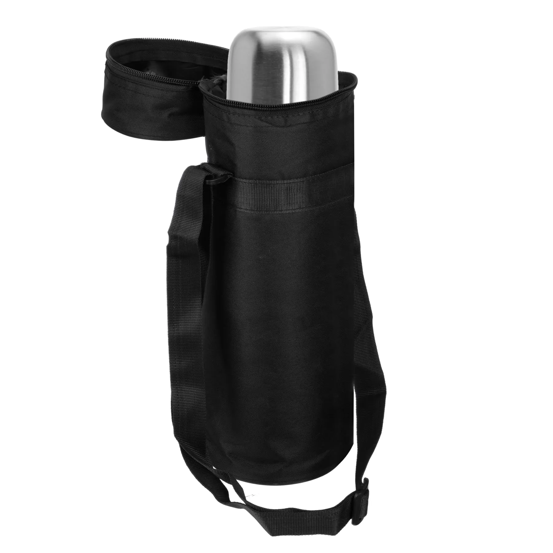 Kuber Industries Bottle Bag | Travel Water Bottle Bag | Bottle Protector Bag | Water Bottle Carrier Bag | Bottle Carry Bag | Adjustable Strap & Zipper Closure | 1 LTR | Black