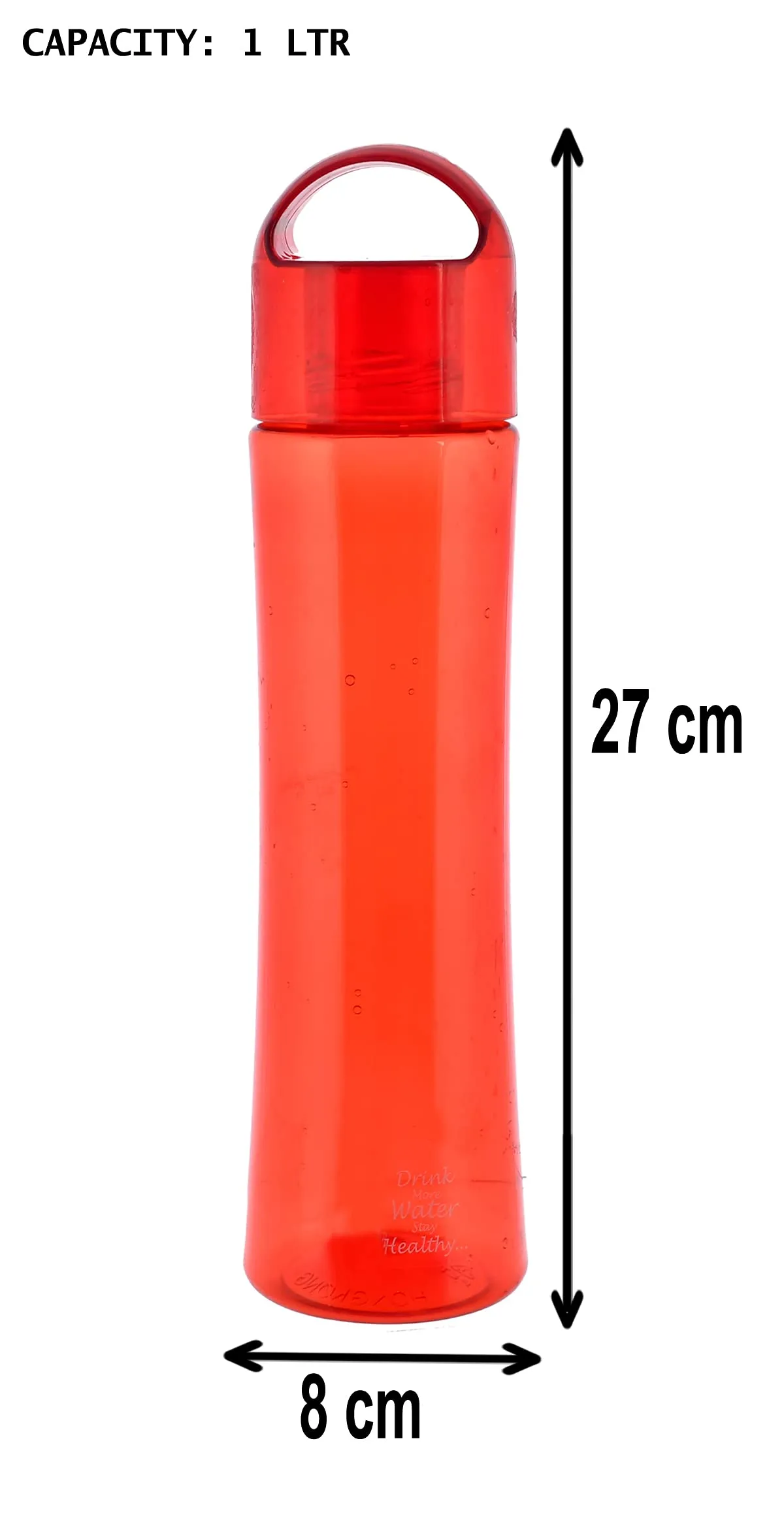 Kuber Industries Plastic Water Bottle- 1 Litre, Pack of 4 (Red)