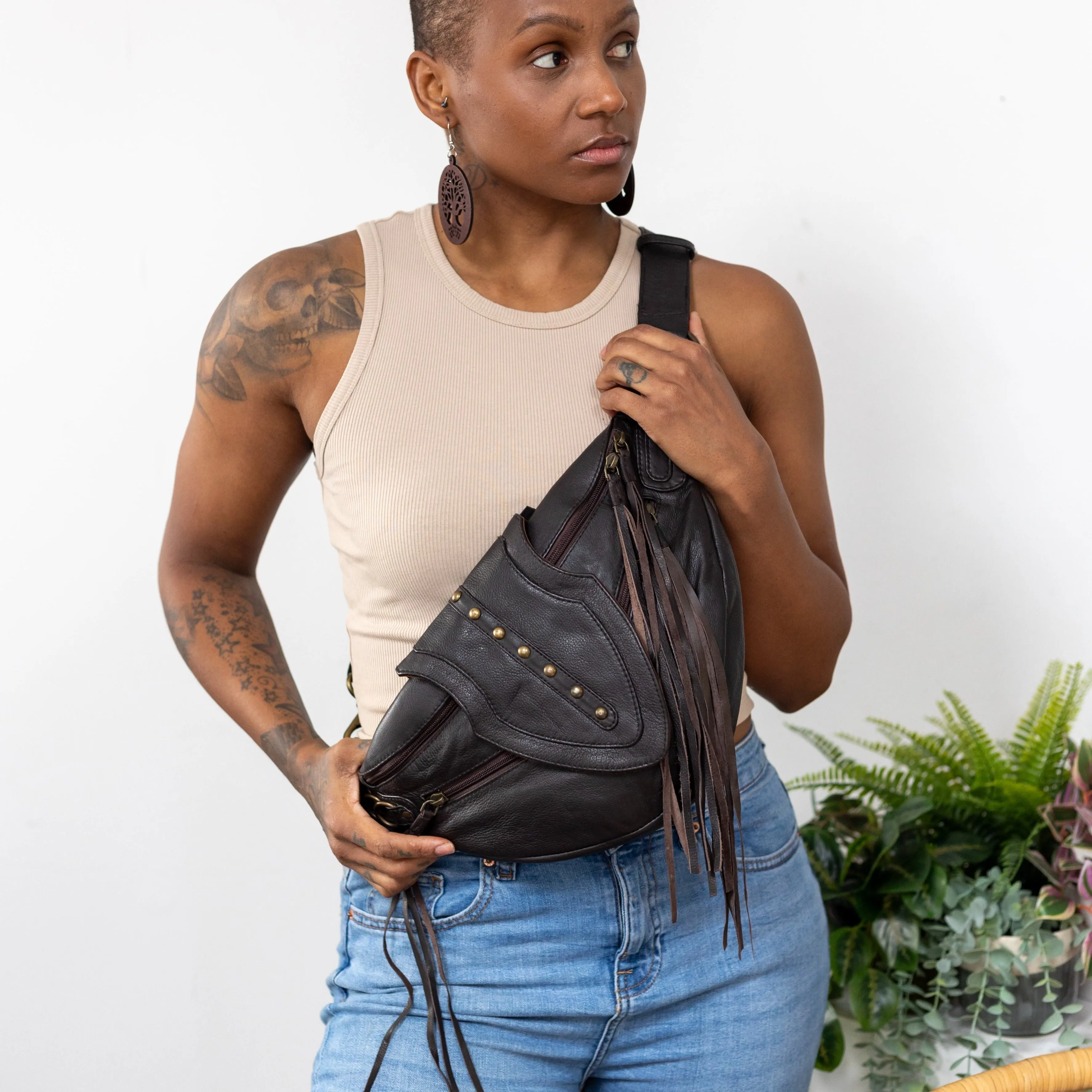 Leather Arrow Bag | Falcon Brown