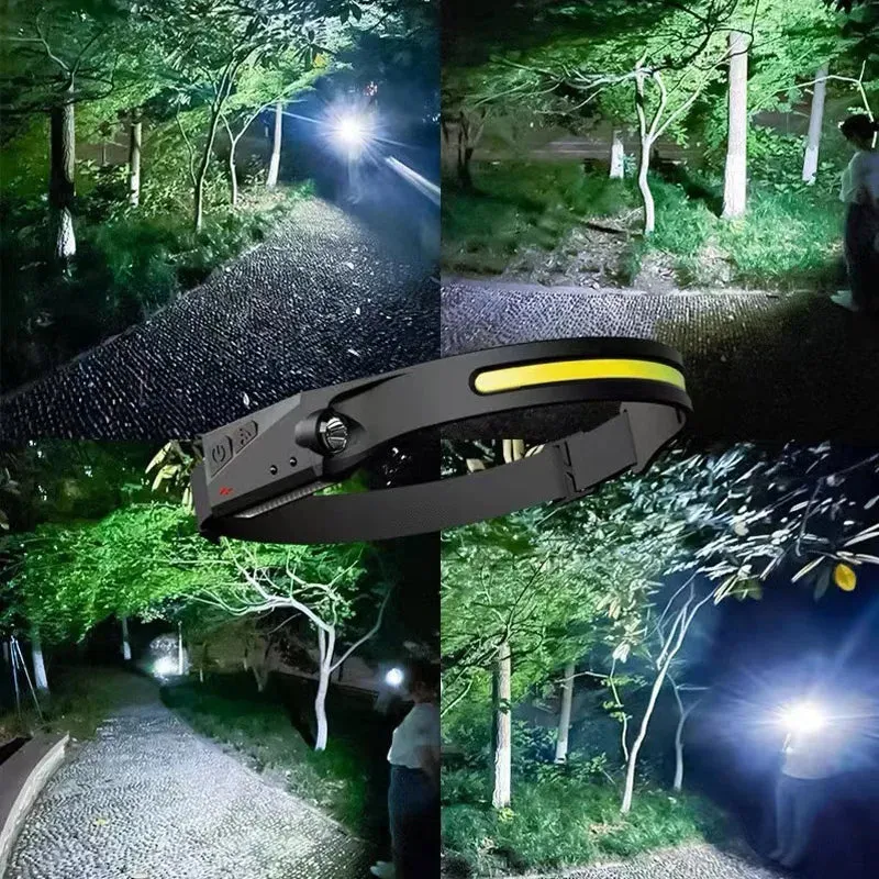 LED Induction Headlamp USB Rechargable Headlight Flashlight 18650 Built-in Battery Head Torch Outdoor Camping Fishing Lantern