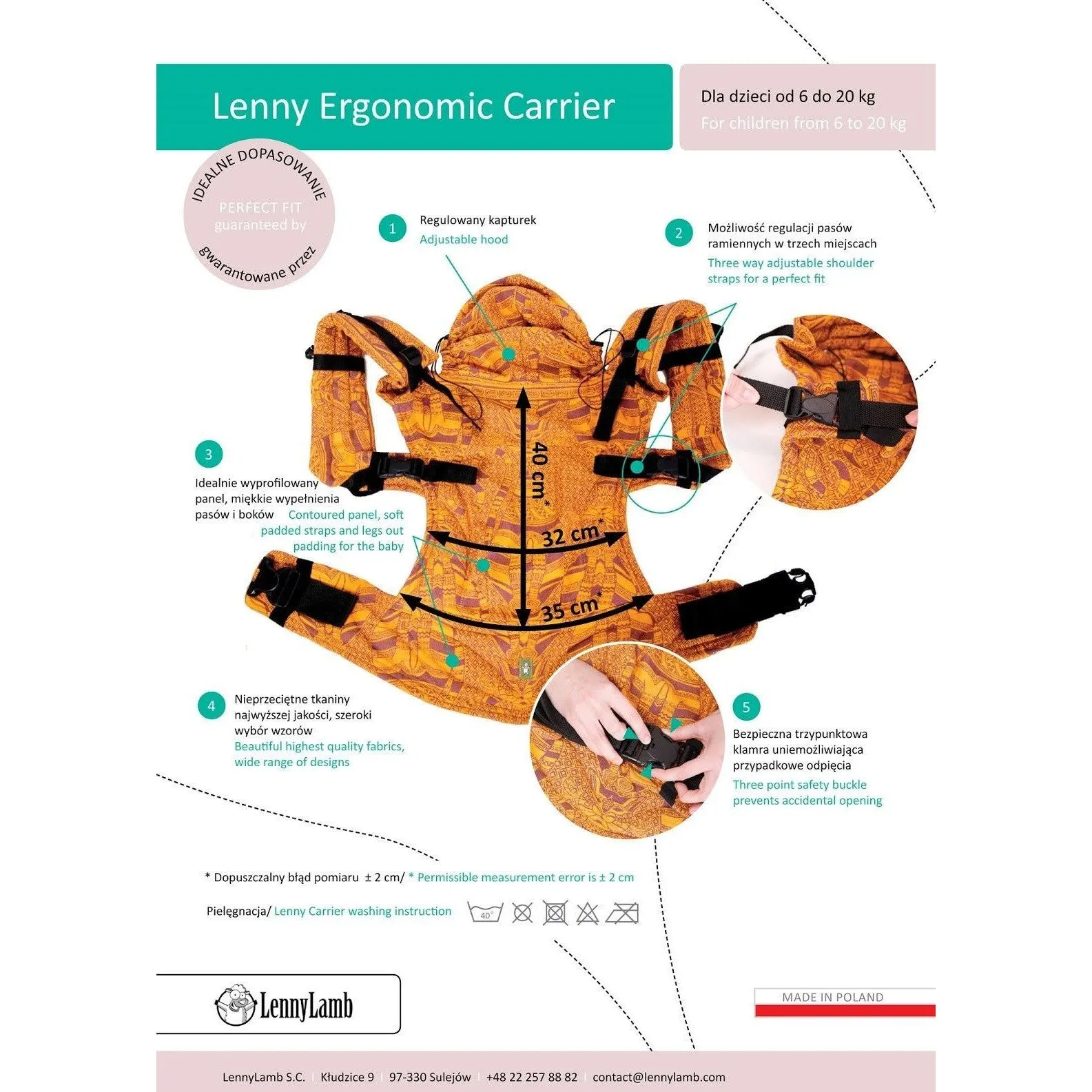 Lenny Lamb Ergonomic Carrier (BABY) - Norwegian Diamond - Second Generation.