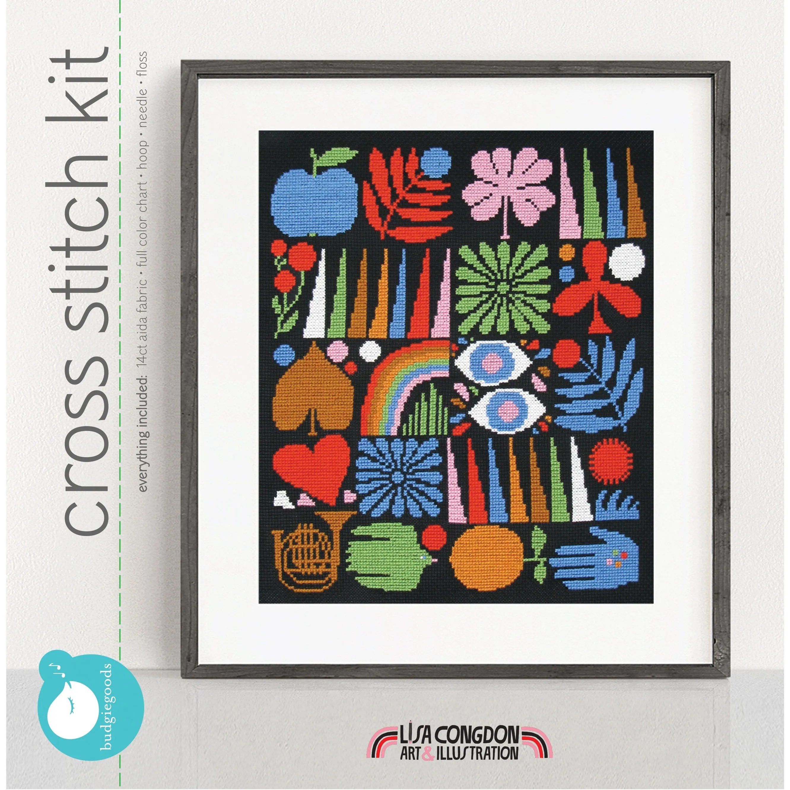 Lisa Congdon Joyful Grid Cross Stitch Kit