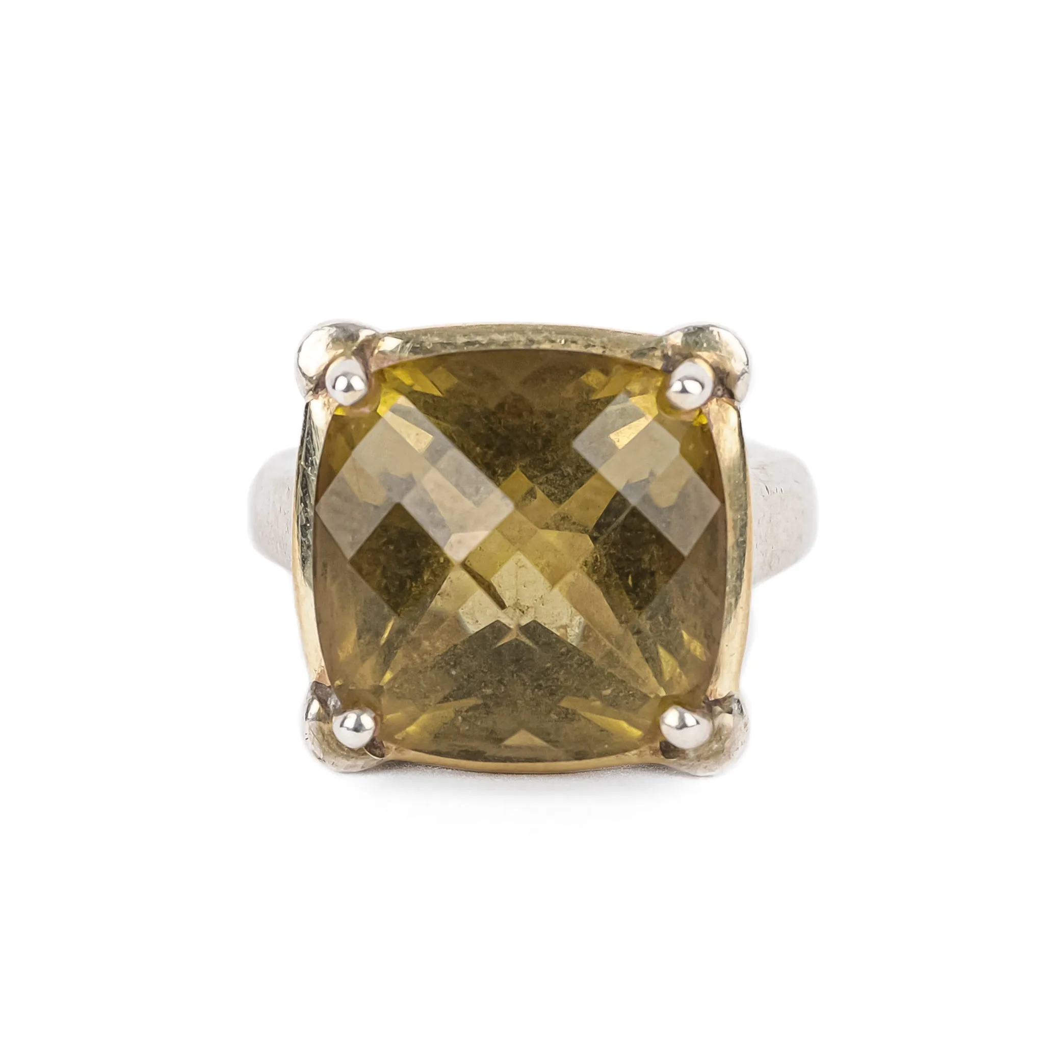 LORENZO Sterling & 18K Checkerboard Citrine Ring