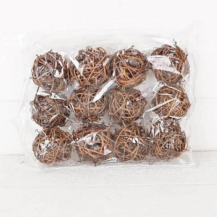 M6907- S/12 of 2in Glitter Rattan Ball-1/60SET