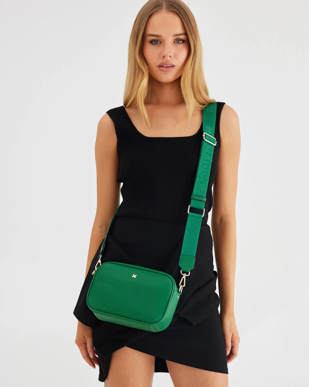 Monica "Wear it 3 Ways" Giftbox - Kelly Green Monogram, Black Monogram, & Matching Bag Strap