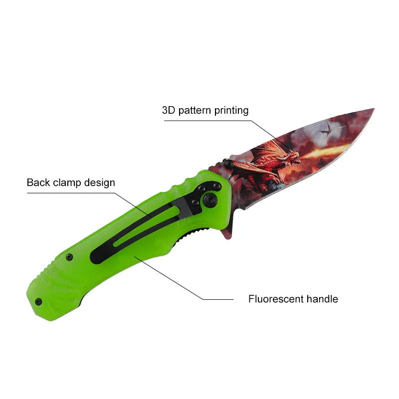 New Arrival Glow In The Dark Pocket Knife Natural Brighten Handle Camping Knife Shining Outdoor Hunting Luminous Folding Knife