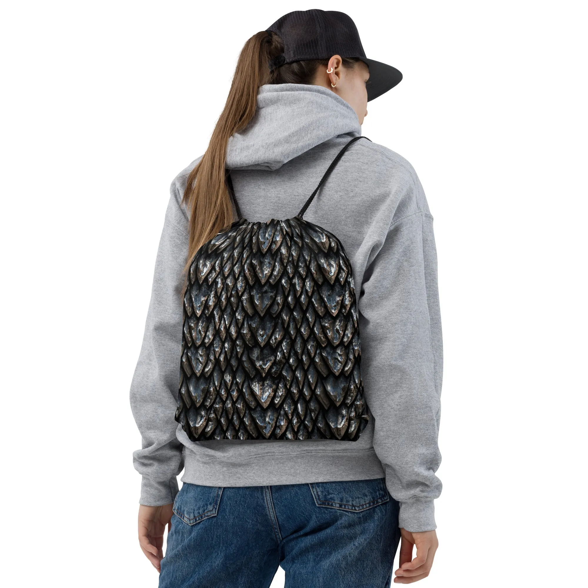 Onyx Dragon Scale Drawstring Bag