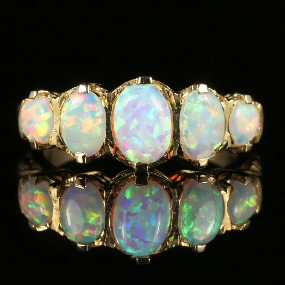 Opal 5 Stone Ring 9Ct Gold