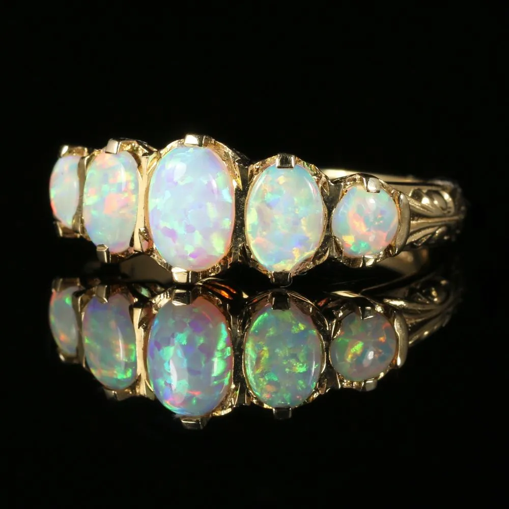 Opal 5 Stone Ring 9Ct Gold