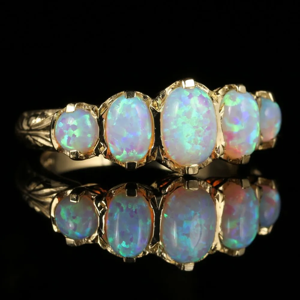 Opal Gold Five Stone Ring 9Ct Gold