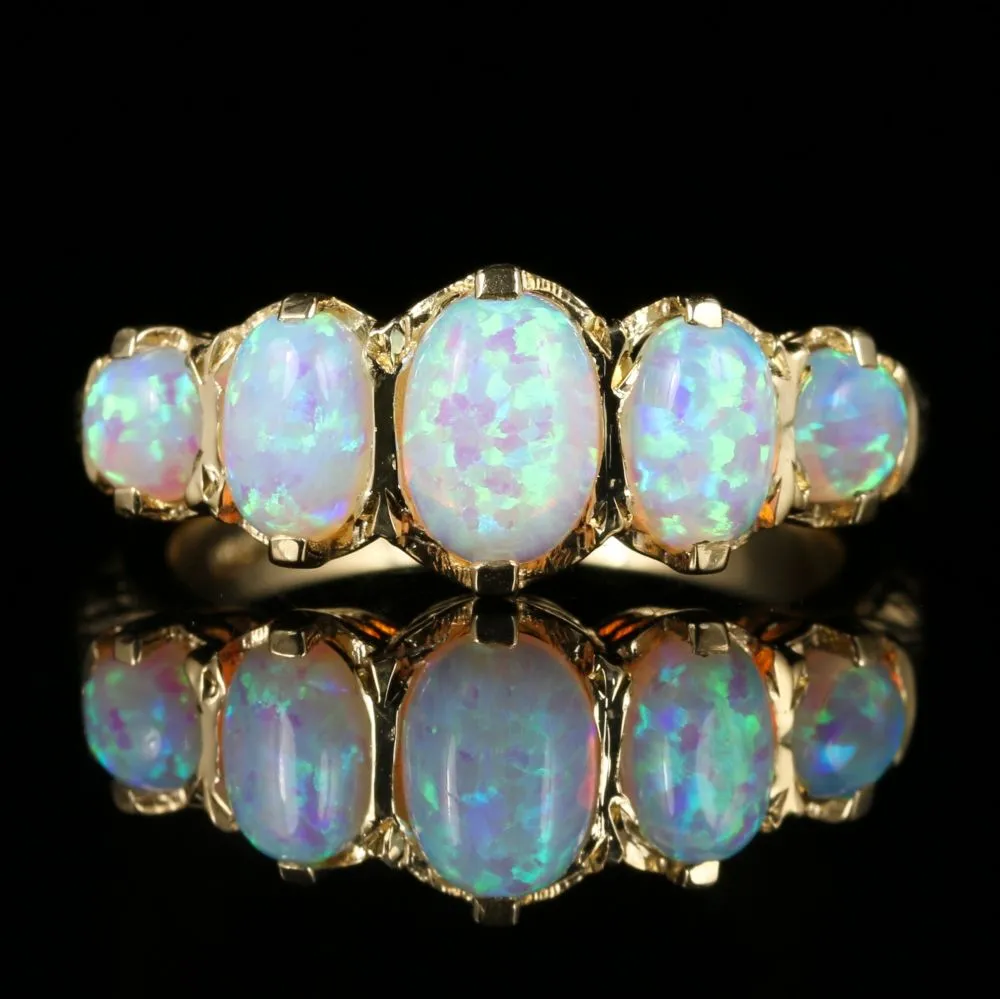 Opal Gold Five Stone Ring 9Ct Gold