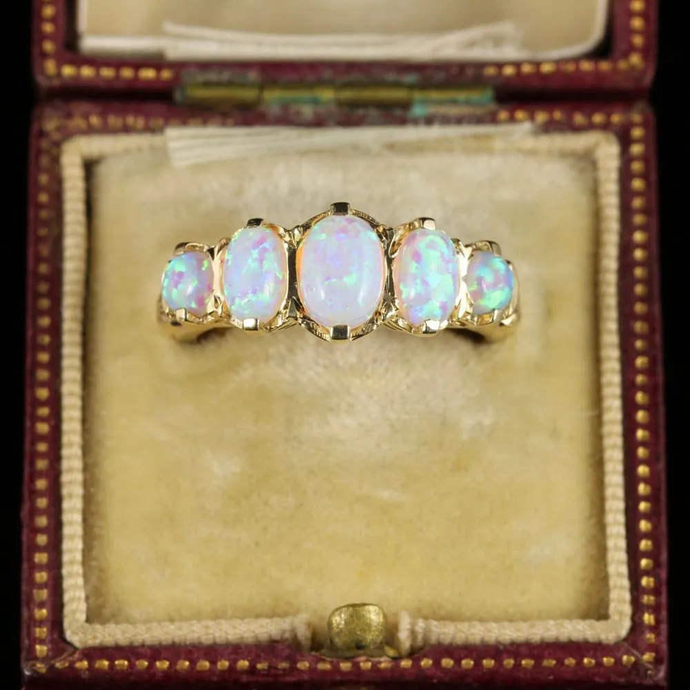 Opal Gold Five Stone Ring 9Ct Gold