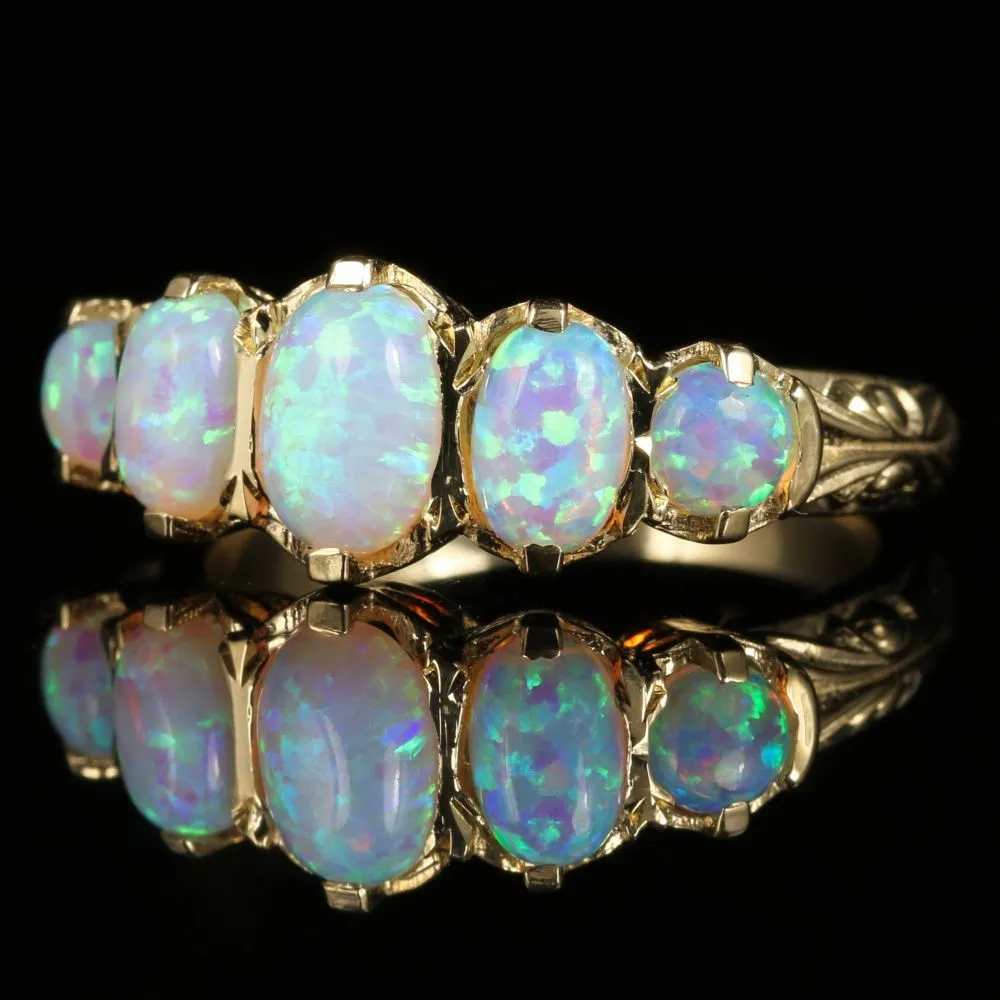 Opal Gold Five Stone Ring 9Ct Gold