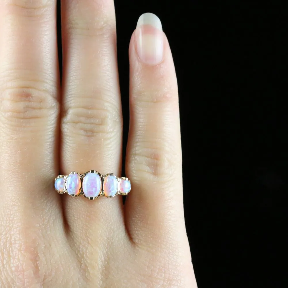 Opal Gold Five Stone Ring 9Ct Gold