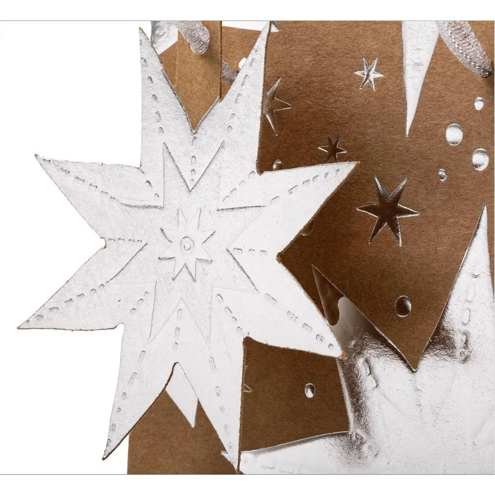 Paper Trendz Holiday Bottle Gift Bag - Silver Stars