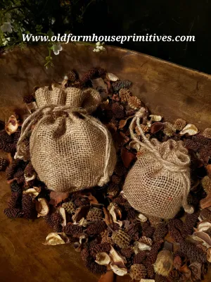 #PBBSPL Primitive Large Burlap Bag Filled "Colonial Spice" Scented Potpourri