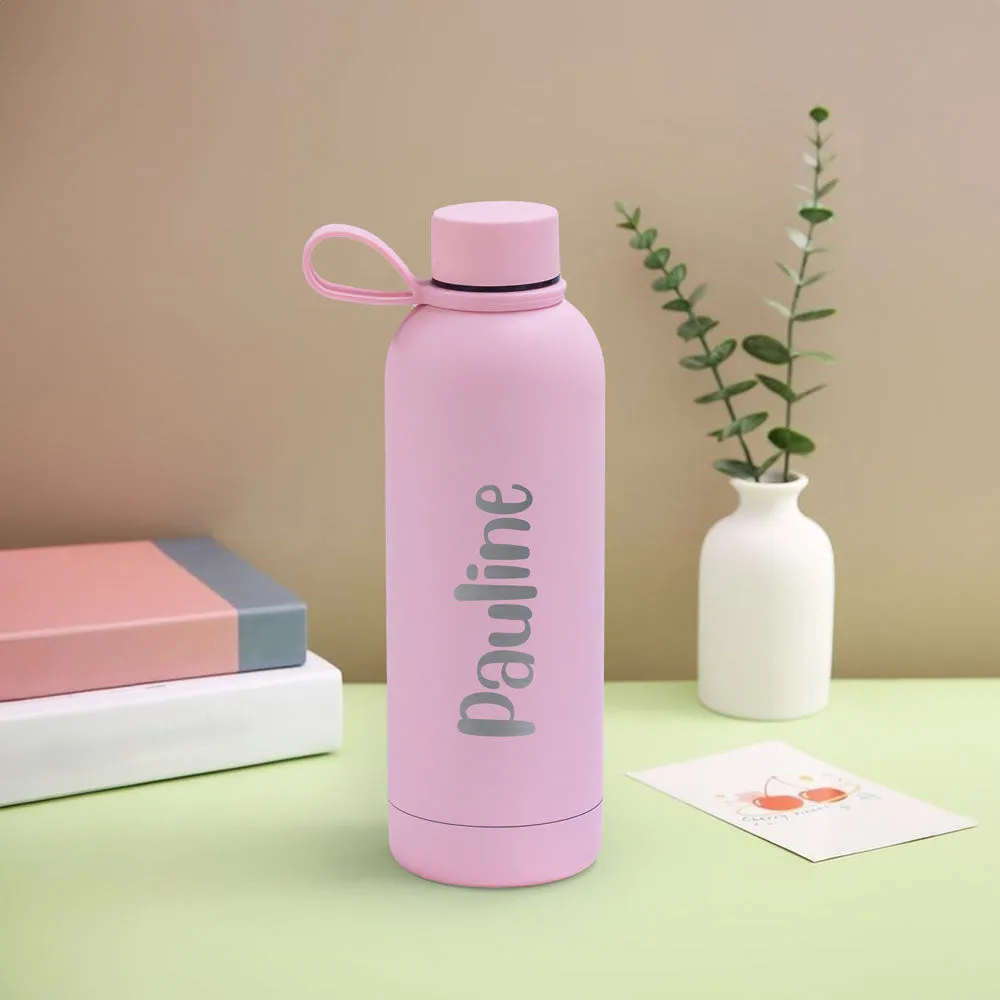 Personalised Soft Touch Pink Water Bottle-500ml