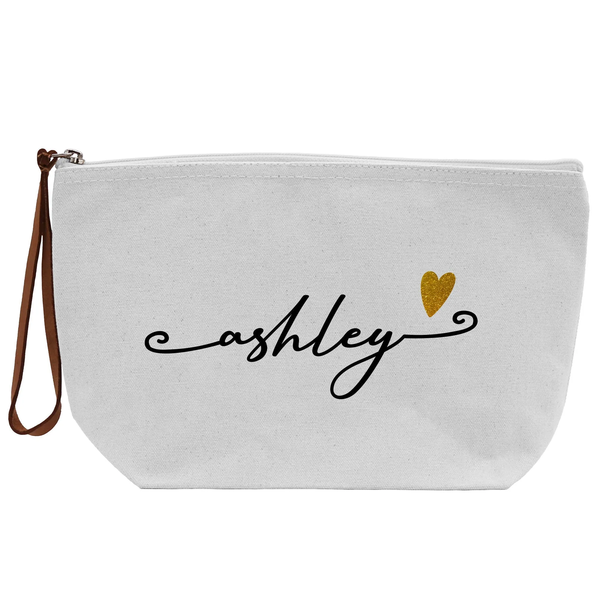 Personalized Name Cotton Canvas Accessory Pouch Small Custom Name Makeup Bag Birthday Gift for Her Travel Cosmetic Make Up Bag (MUB1001)