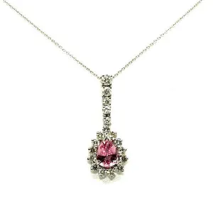 Pink Sapphire & Diamond Long Drop Pendant AD No. 0492