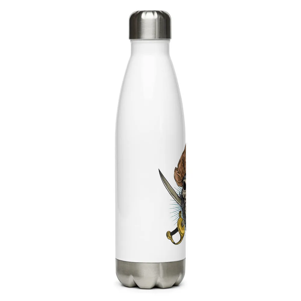 Pirate skull in front of crossed sabers Stainless Steel Water Bottle