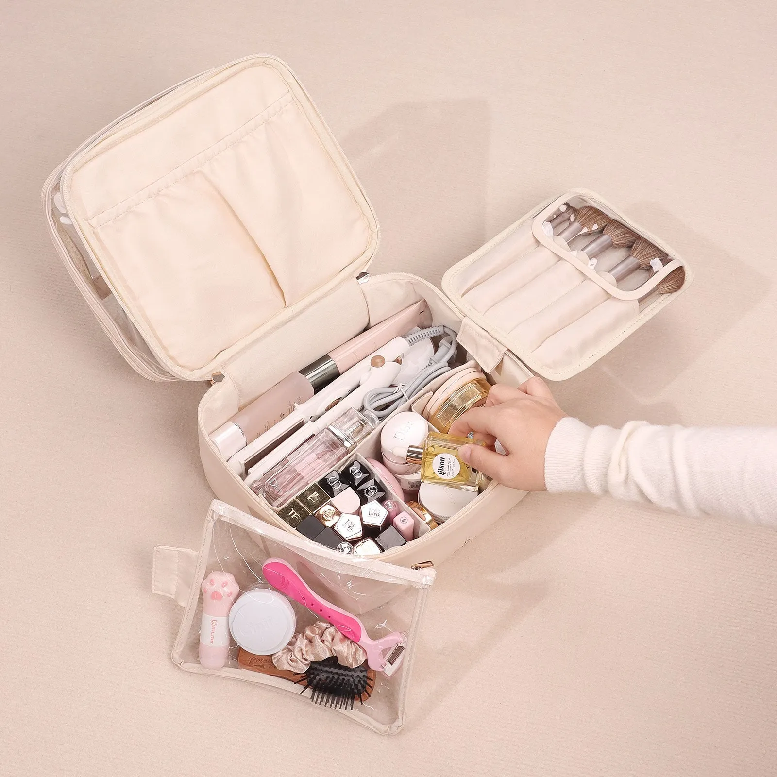 Pocmimut Large Capacity Transparent Square Cosmetic Bag