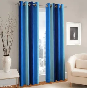 Polyester Long Crush Eyelet Punch Curtain (Pack of 2)