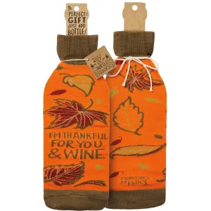 Primitives By Kathy I'm Thankful For You And Wine Bottle Sock