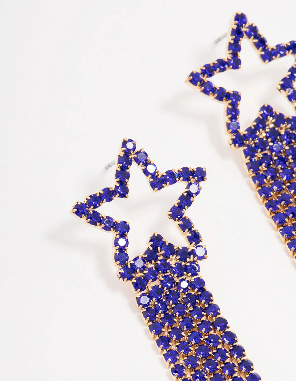 Purple Diamante Star Fringe Drop Earrings