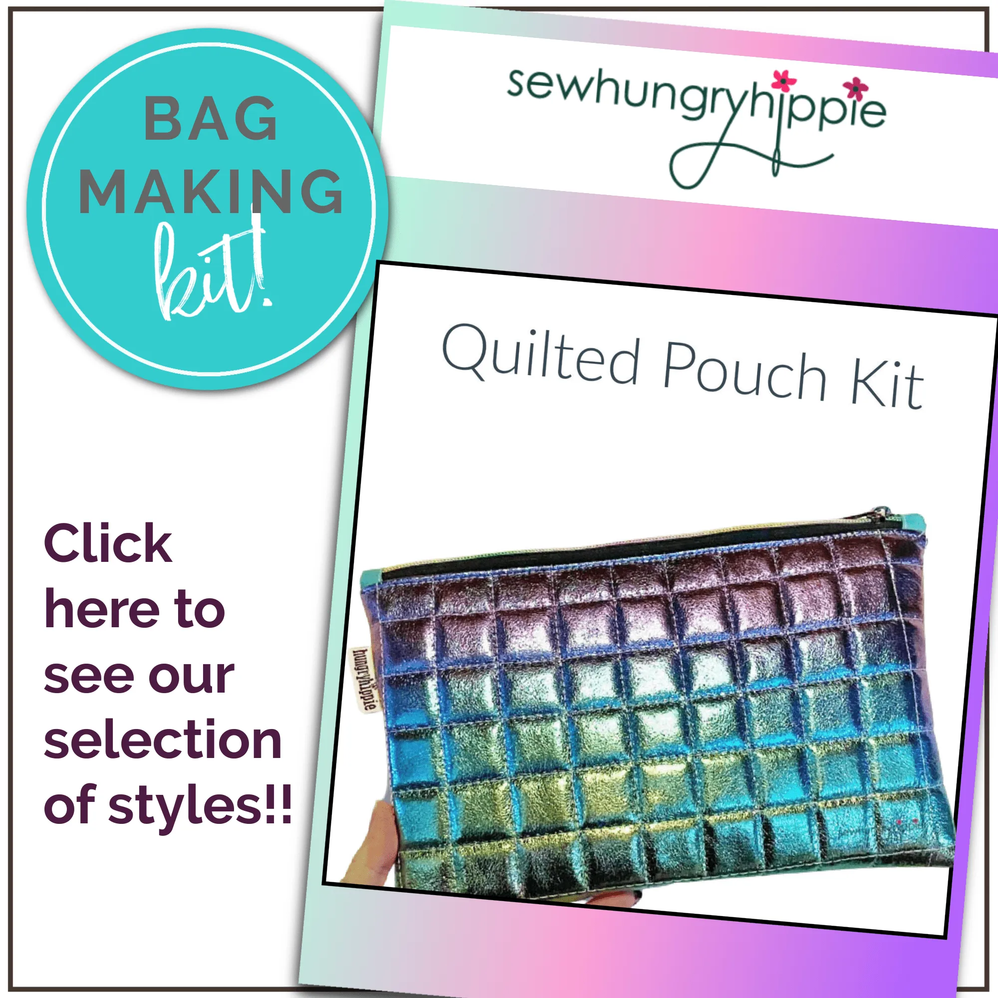 Quilted Soft Vinyl Zipper Pouch - A COMPLETE KIT, Including Pattern, foam & Fabric!!