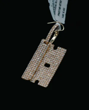 Razor Blade Pendant 14K Yellow Gold With Diamond 1,63ct / 6.4gr