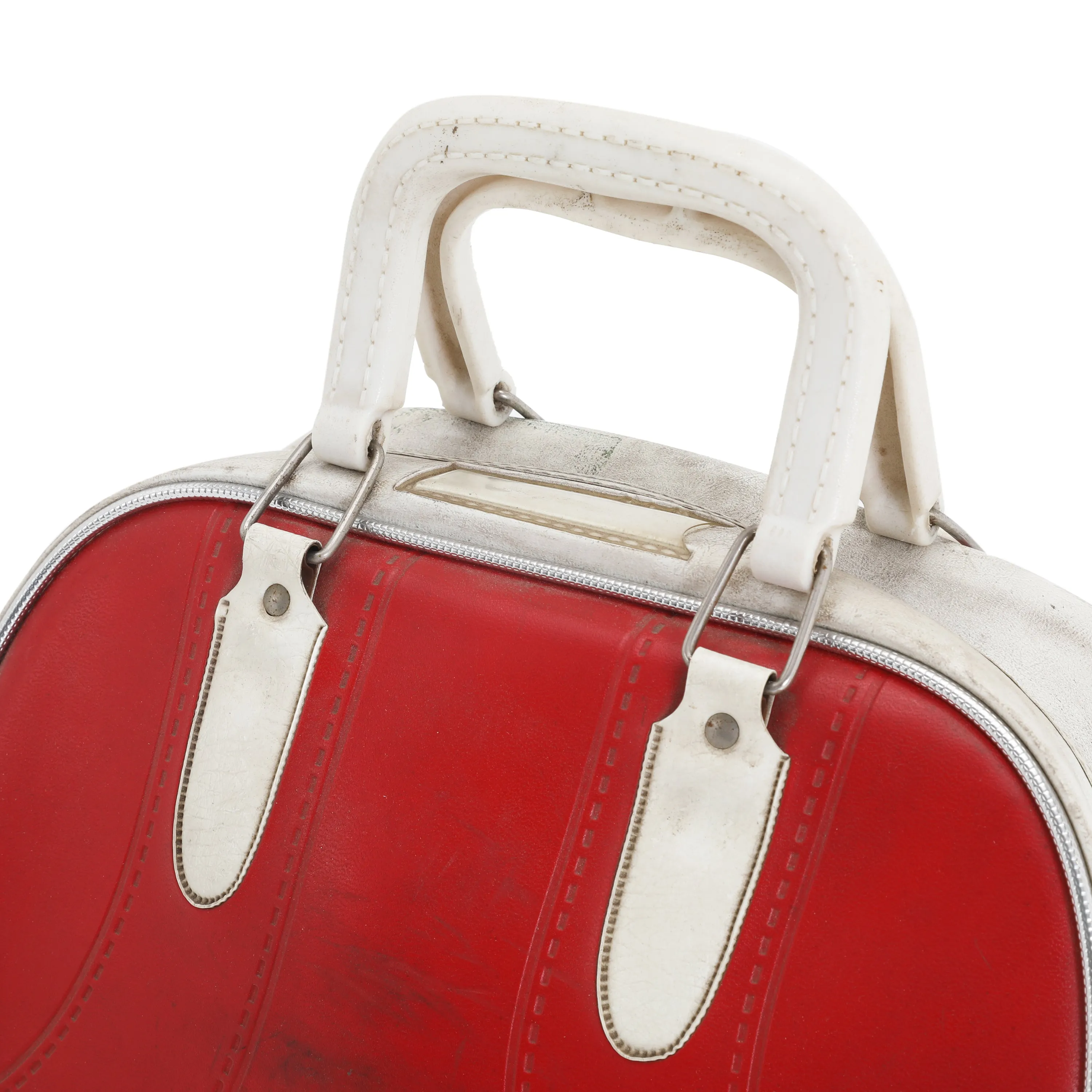 Red & White Leather Bowling Bag