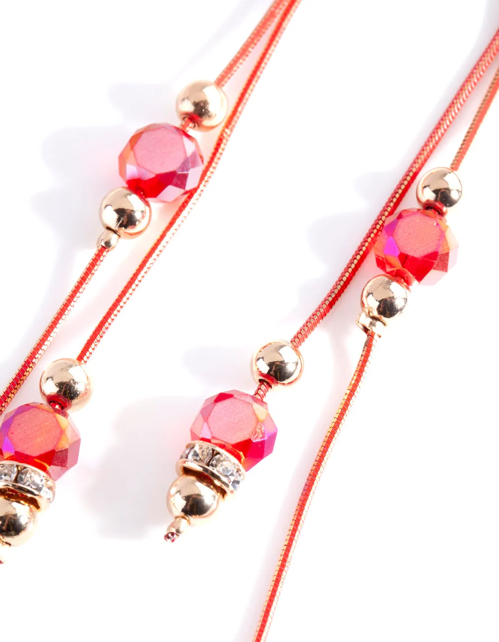 Red Cutchain Bead Earring