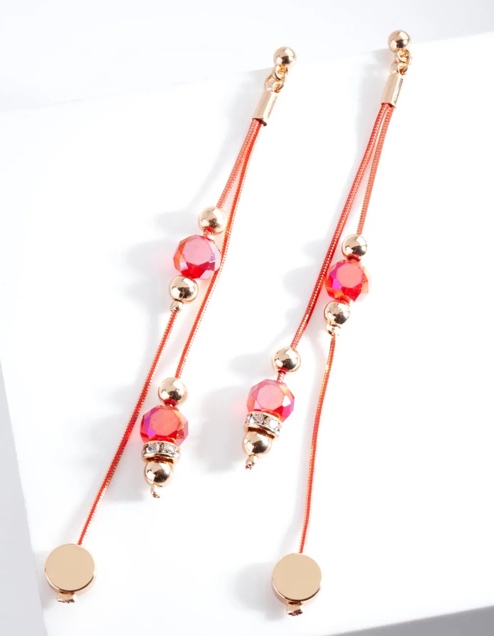 Red Cutchain Bead Earring