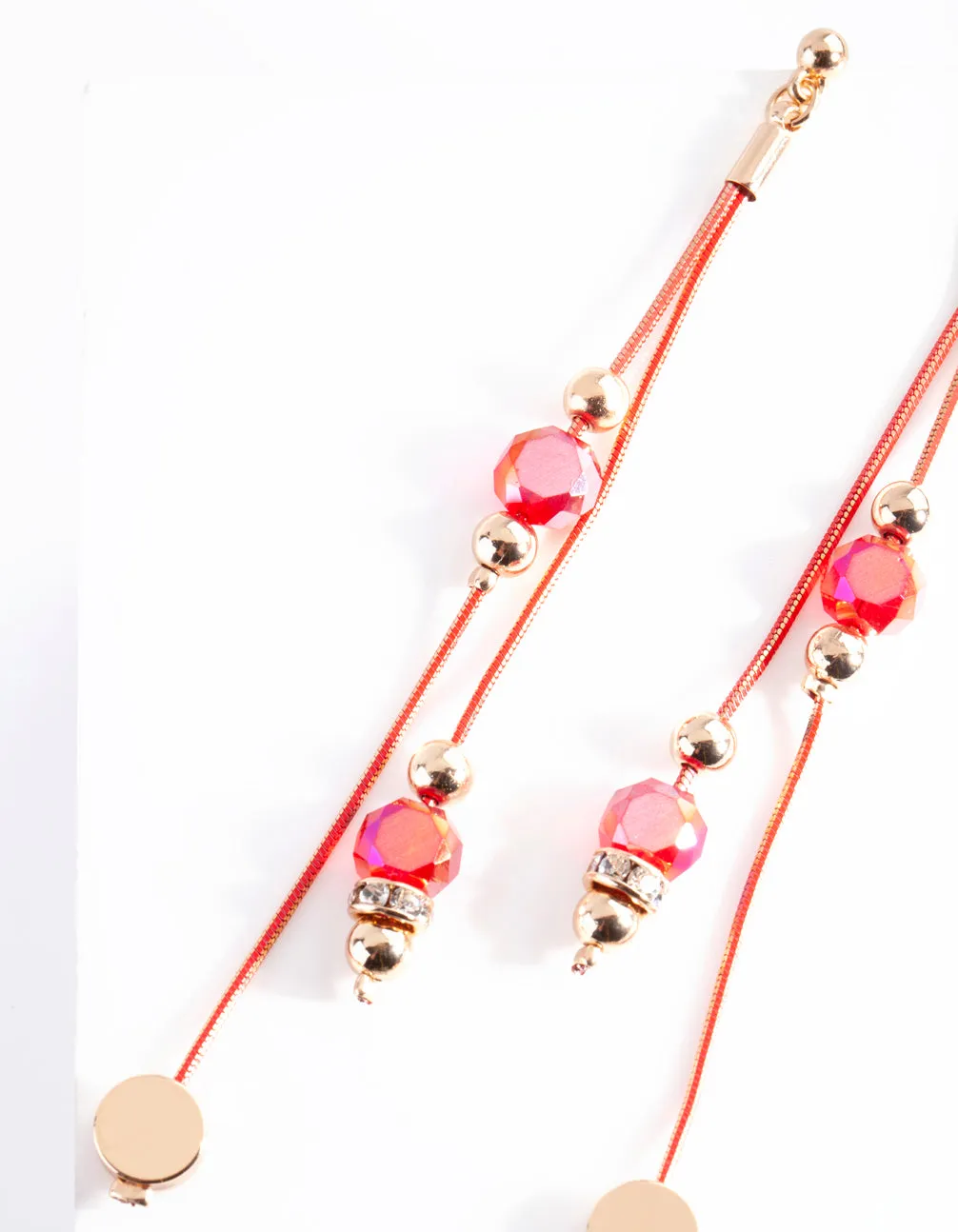 Red Cutchain Bead Earring