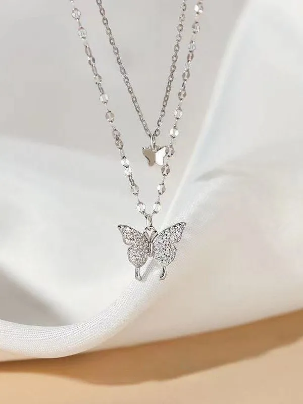 Rhinestone Charming Butterfly Necklace