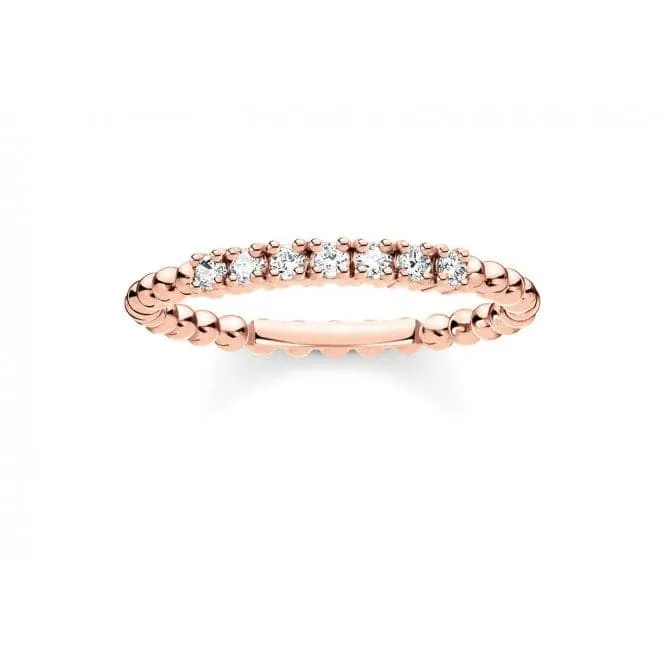 Rose Gold Zirconia Dot Stacking Ring TR2323-416-14