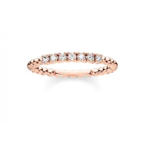 Rose Gold Zirconia Dot Stacking Ring TR2323-416-14