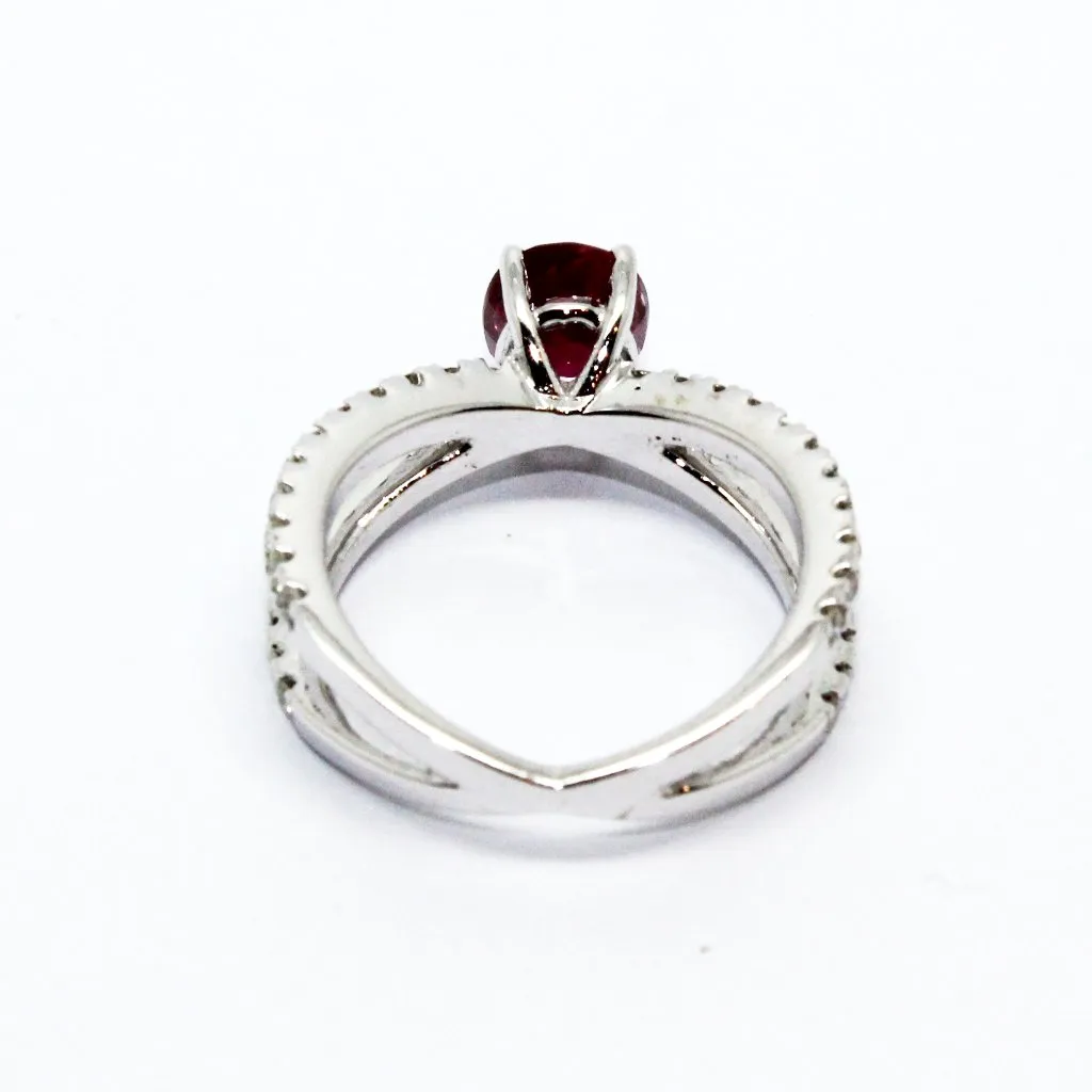 RUBY DIAMOND CROSS BAND RING AD NO.1619