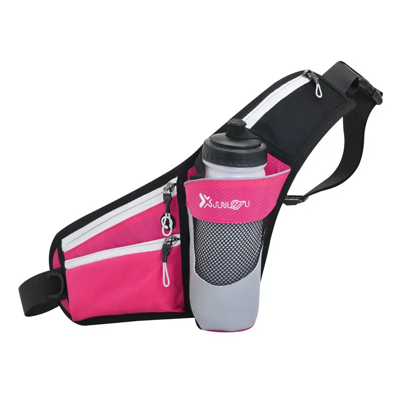 Running Waist Belt Hip Bum Chest Sling Bag with Water Bottle Holder