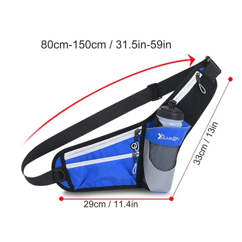 Running Waist Belt Hip Bum Chest Sling Bag with Water Bottle Holder