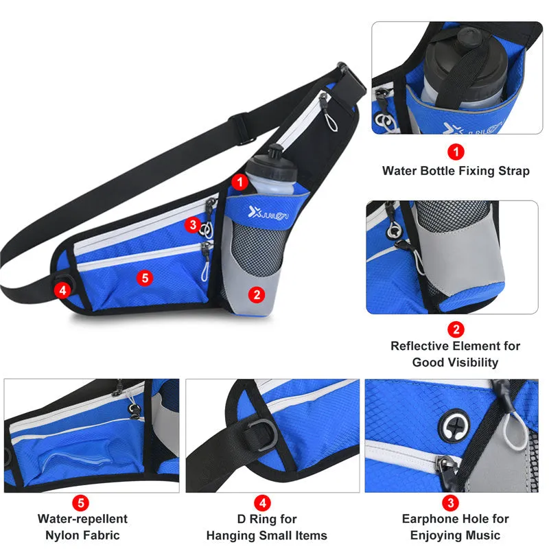 Running Waist Belt Hip Bum Chest Sling Bag with Water Bottle Holder