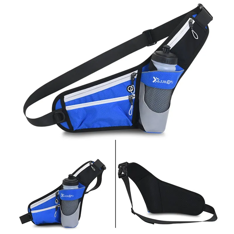 Running Waist Belt Hip Bum Chest Sling Bag with Water Bottle Holder