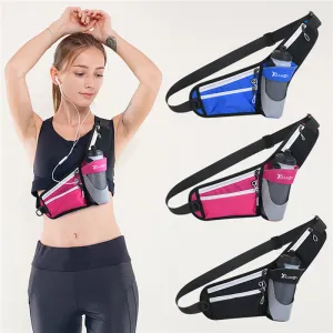 Running Waist Belt Hip Bum Chest Sling Bag with Water Bottle Holder