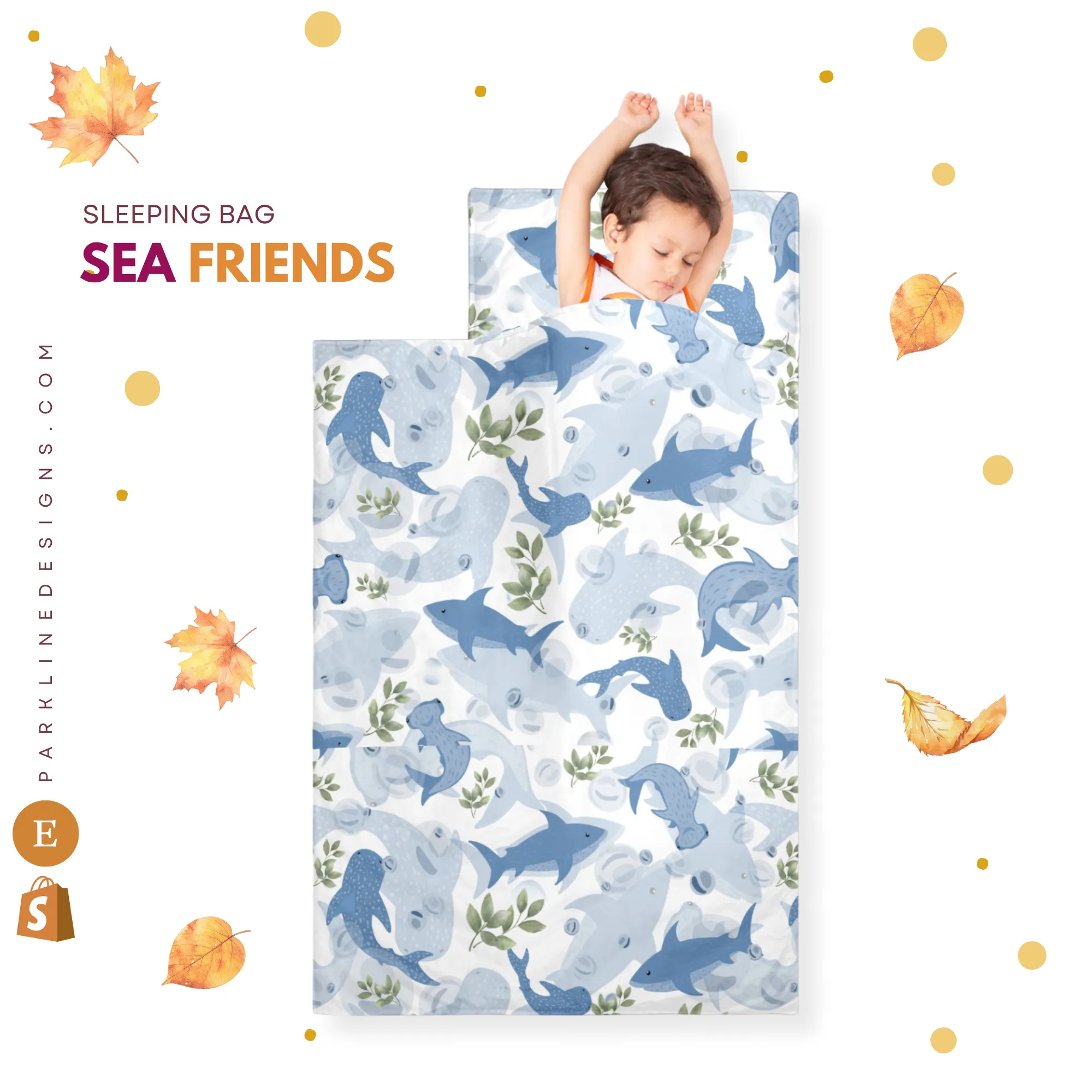 Sea Friends Kids' Long Sleeping Bag | A Catchy Blend of Comfort & Style | Lightweight and Durable Sleeping Bag for Kids